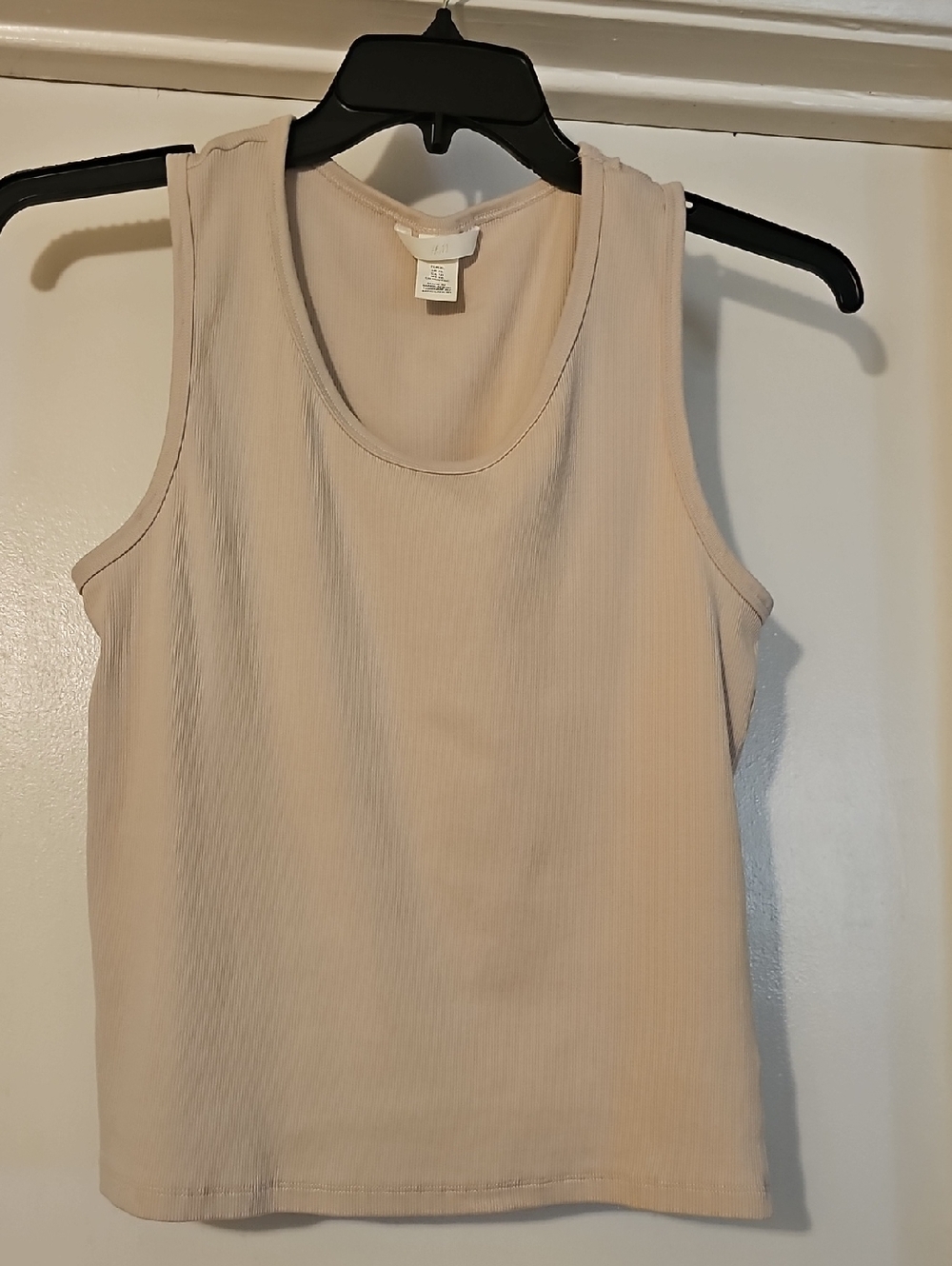 H&M Ribbed Scoop Neck Tank Top in Light Beige Tote 3